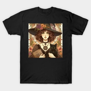 Cat and witch woman T-Shirt